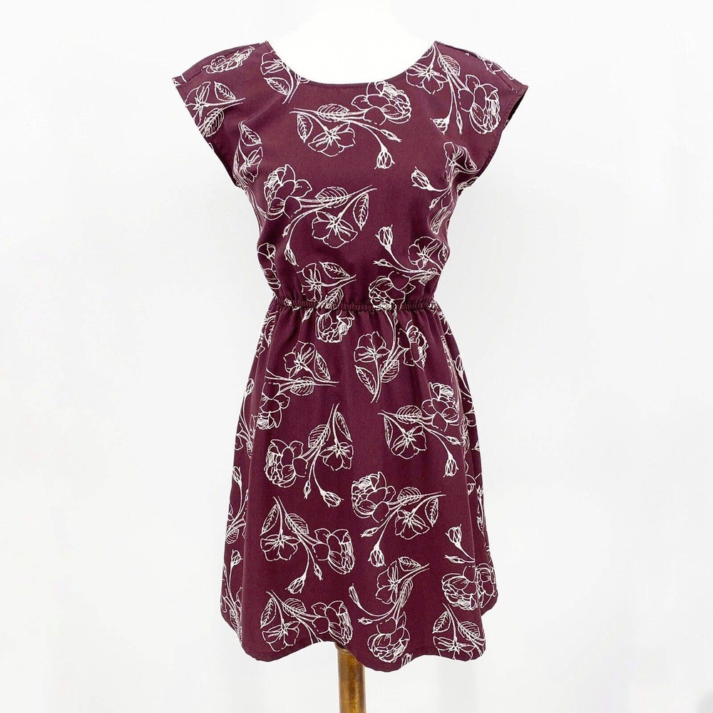 Old‎ Navy Blouson Dress Size XS Women Floral Short Sleeve Round Neck Mini Casual